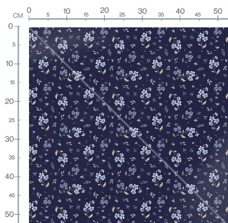 Floral Sarah Blue Midnight Medium by Autumn River Studio