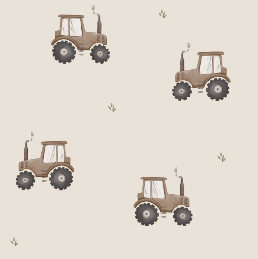 Brown Beige Tractor by Autumn River Studio