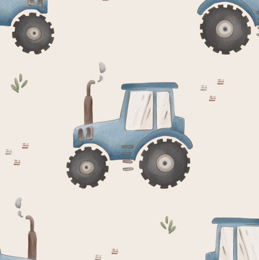 Blue Cream Tractor by Autumn River Studio