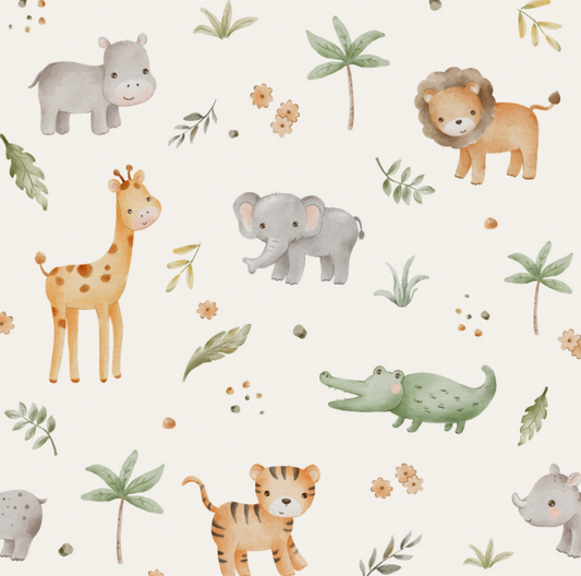 Safari Animals Cream by Autumn River Studio