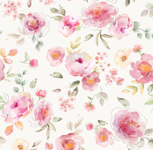 Floral Leigh Pink OffWhite Medium by Autumn River Studio