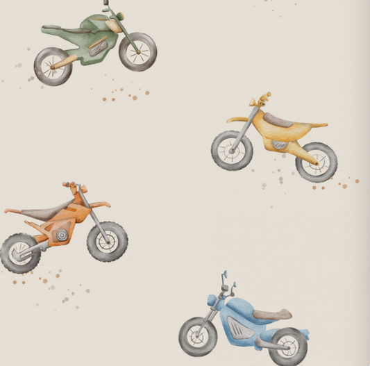 Motorcycles Ecru by Autumn River Studio