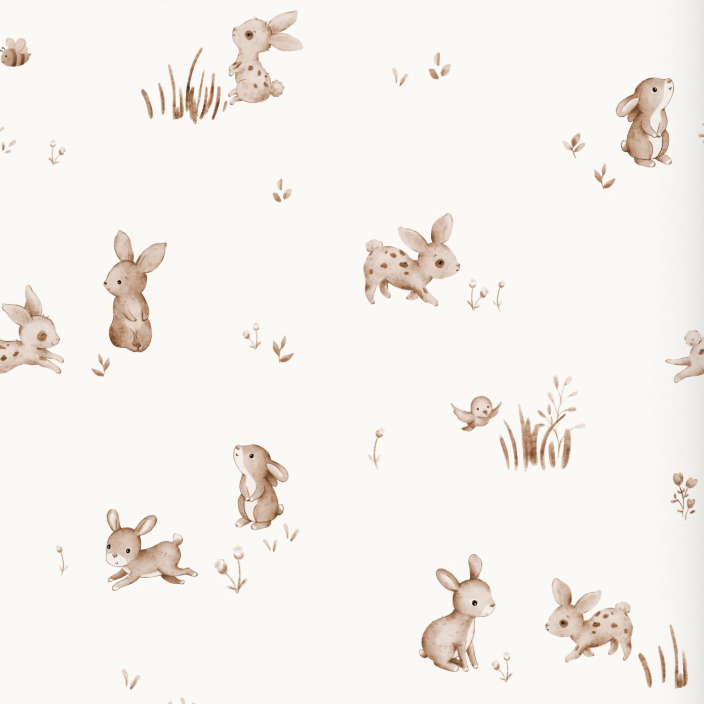 Rabbit Field Brown OffWhite Medium by Autumn River Studio