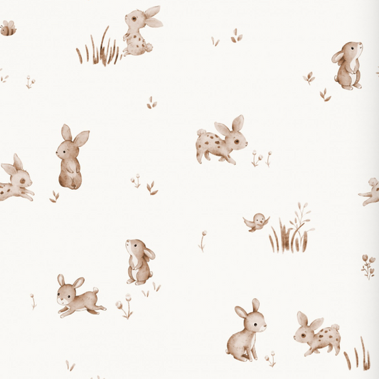 Rabbit Field Brown OffWhite Medium by Autumn River Studio