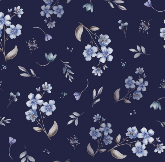 Floral Sarah Blue Midnight Medium by Autumn River Studio