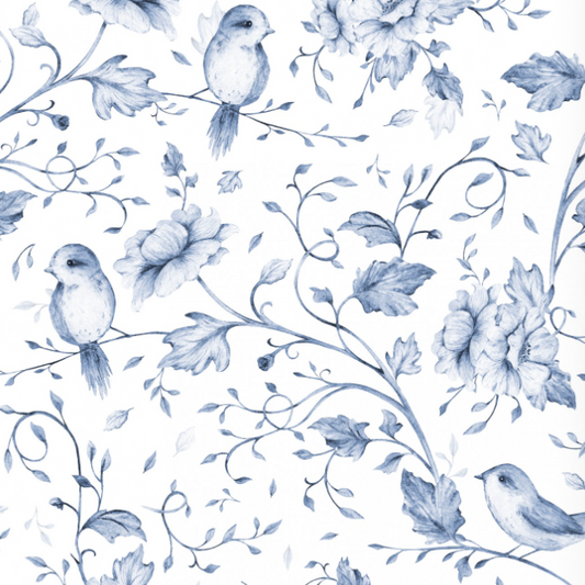 Floral Birds small blue by Pookys World